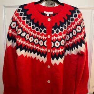 Favorite Daughter Fair Isle Cardigan Sweater - Wool/Cashmere, Brand New! Size L